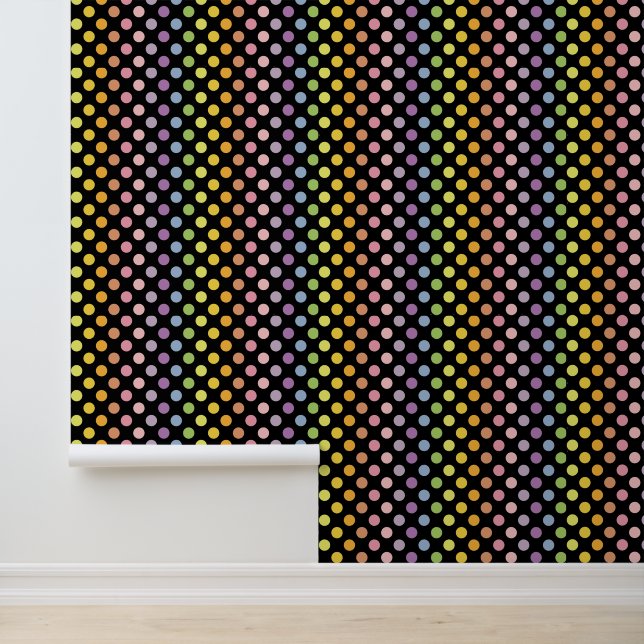 Rainbow Polka Dots Pattern Behang (Applicatie)