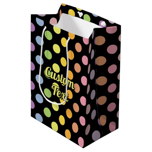 Rainbow Polka Dots Pattern Medium Cadeauzakje (Voorkant Gekanteld)