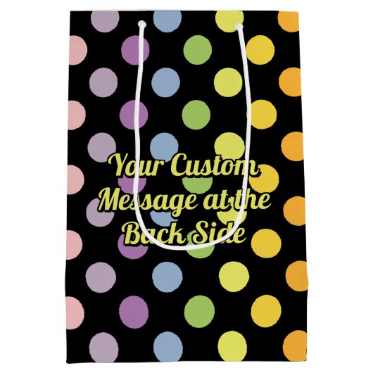 Rainbow Polka Dots Pattern Medium Cadeauzakje (Achterkant)