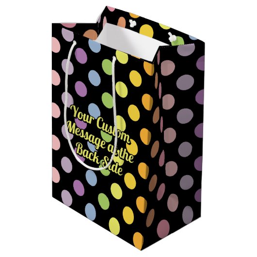 Rainbow Polka Dots Pattern Medium Cadeauzakje (Achterkant Gekanteld)