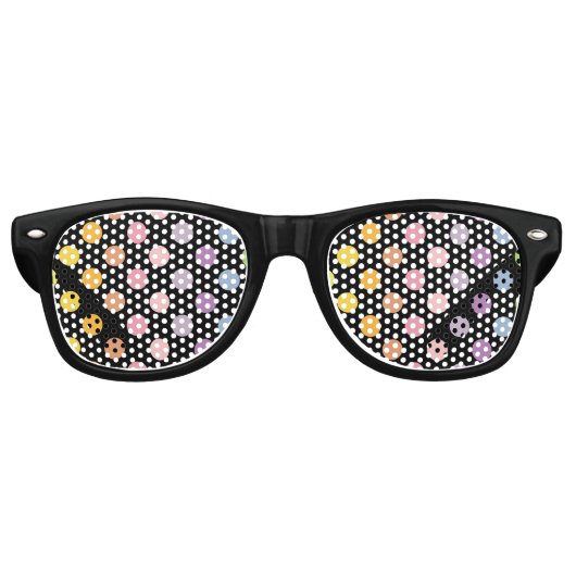 Rainbow Polka Dots Pattern Retro Zonnebril (Voorkant)