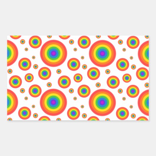 Rainbow Polka Dots Rechthoekige Sticker (Voorkant)