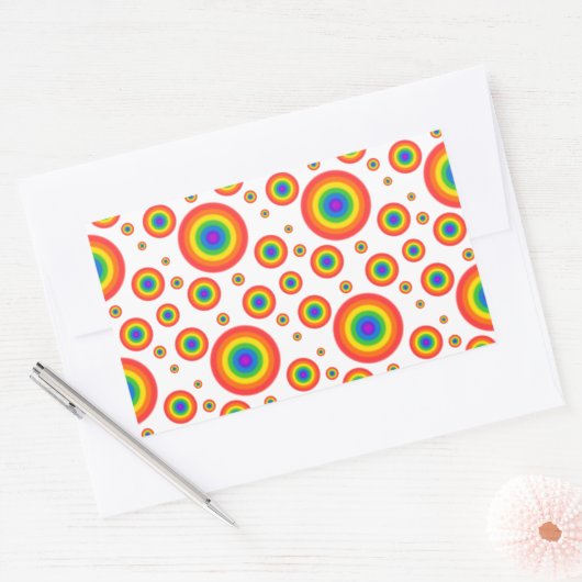 Rainbow Polka Dots Rechthoekige Sticker (Envelop)