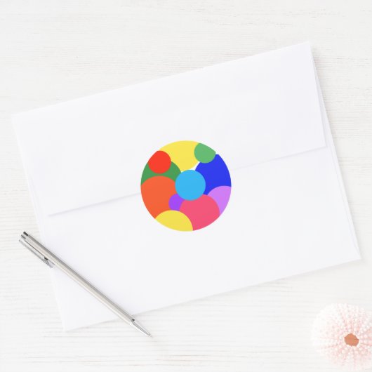 Rainbow Polka Dots Ronde Sticker (Envelop)