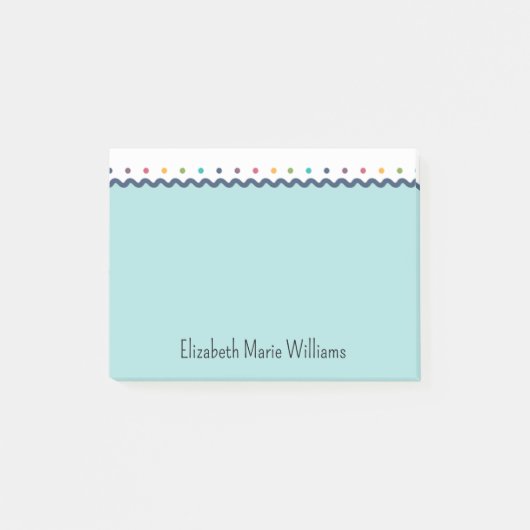 Rainbow Polka Dots Scalloped Border gepersonalisee Post-it® Notes (Voorkant)