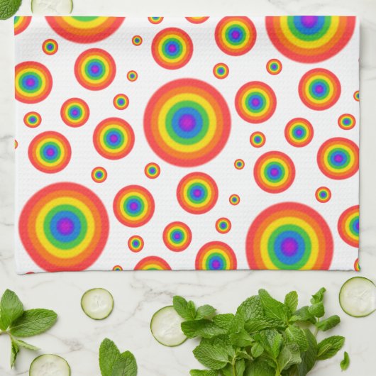 Rainbow Polka Dots Theedoek (Gevouwen)