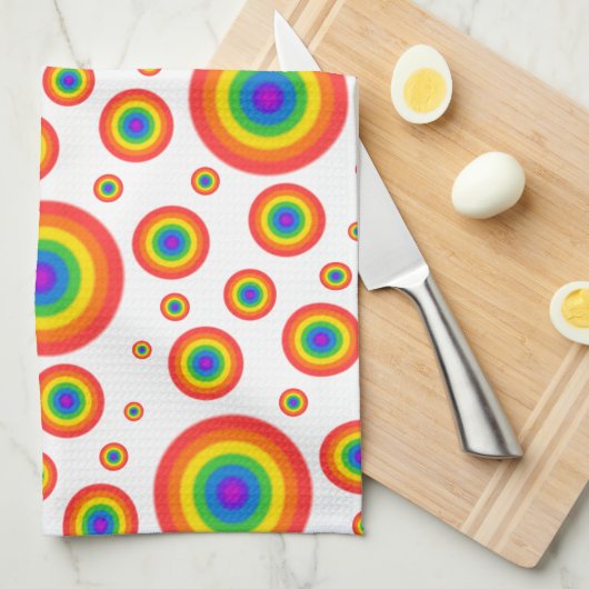 Rainbow Polka Dots Theedoek (Quarter Fold)