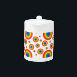 Rainbow Polka Dots Theepot<br><div class="desc">Rainboogpolka-puntenpatroon.</div>