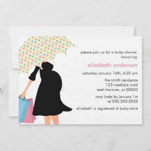 Rainbow Polka Dots Umbrella Baby shower Kaart