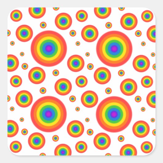 Rainbow Polka Dots Vierkante Sticker (Voorkant)