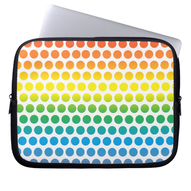 Rainbow Polka Dots White Laptop Sleeve (Voorkant)