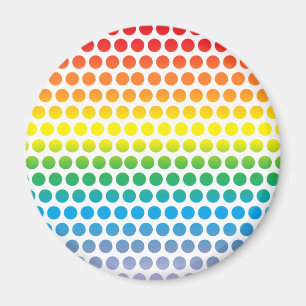 Rainbow Polka Dots White Magneet