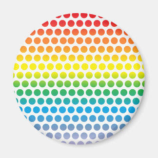 Rainbow Polka Dots White Magneet