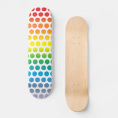 Rainbow Polka Dots White Skateboard (Voorkant)