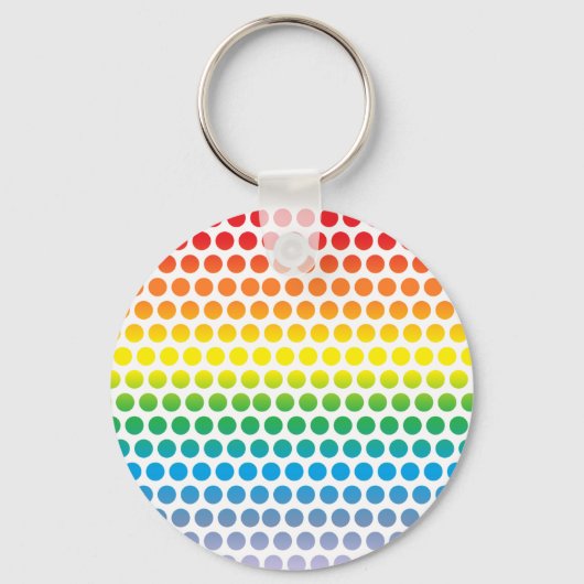 Rainbow Polka Dots White Sleutelhanger (Voorkant)