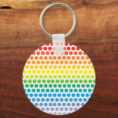Rainbow Polka Dots White Sleutelhanger (Voorkant)