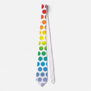 Rainbow Polka Dots White Stropdas