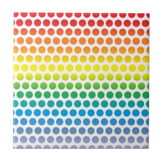 Rainbow Polka Dots White Tegeltje (Voorkant)