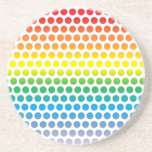 Rainbow Polka Dots White Zandsteen Onderzetter