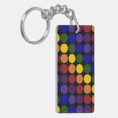 Rainbow Polka-punten op zwart Sleutelhanger (Voorkant Links)