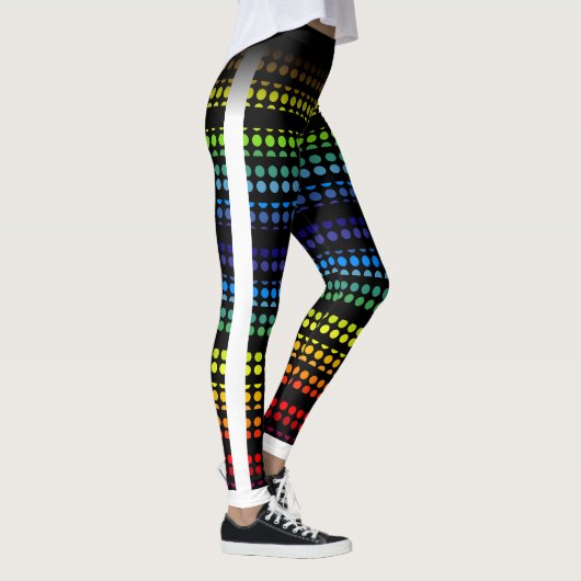 Rainbow Polkadot op zwart Kies uw eigen kleur Leggings (Rechts)