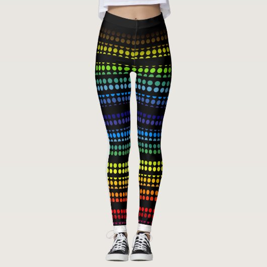 Rainbow Polkadot op zwart Kies uw eigen kleur Leggings (Voorkant)