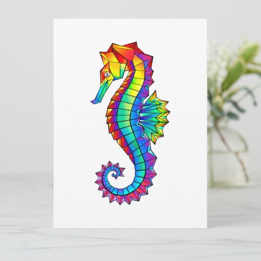 Rainbow Polygonal Seahorse Aankondiging (Staand voorkant)