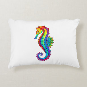 Rainbow Polygonal Seahorse Accent Kussen