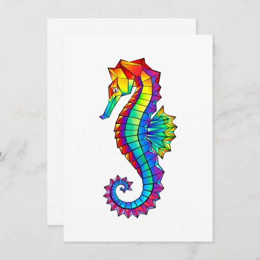 Rainbow Polygonal Seahorse Advieskaart (Voorkant / Achterkant)