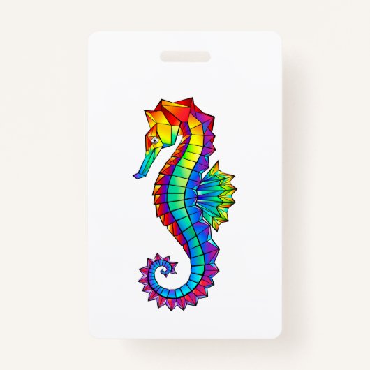 Rainbow Polygonal Seahorse Badge (Voorkant)