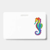 Rainbow Polygonal Seahorse Badge (Achterkant)