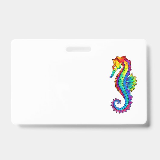 Rainbow Polygonal Seahorse Badge (Voorzijde)