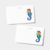 Rainbow Polygonal Seahorse Badge (Voor- en achterkant)