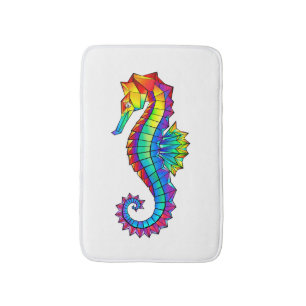 Rainbow Polygonal Seahorse Badmat