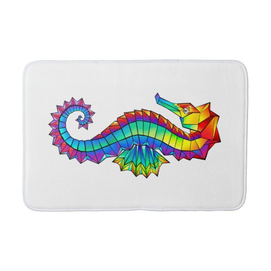 Rainbow Polygonal Seahorse Badmat (Voorkant)