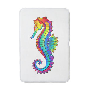 Rainbow Polygonal Seahorse Badmat