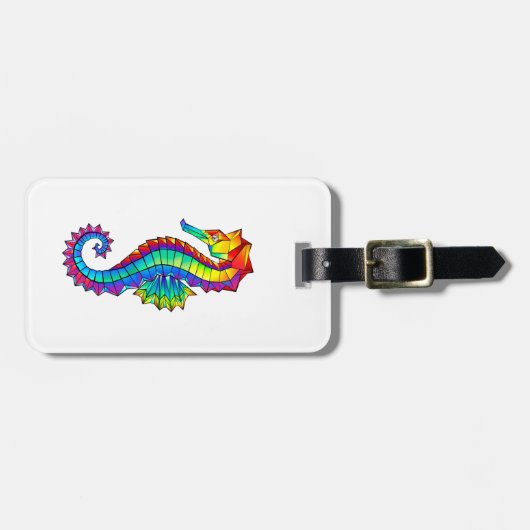 Rainbow Polygonal Seahorse Bagagelabel (Voorkant horizontaal)