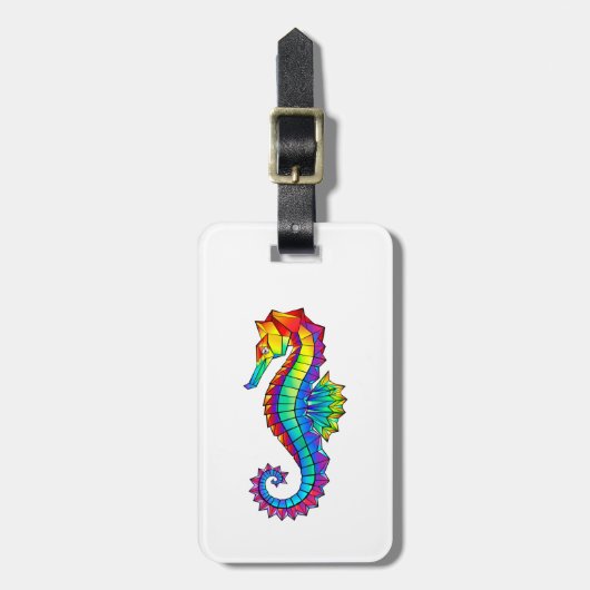 Rainbow Polygonal Seahorse Bagagelabel (Voorkant verticaal)