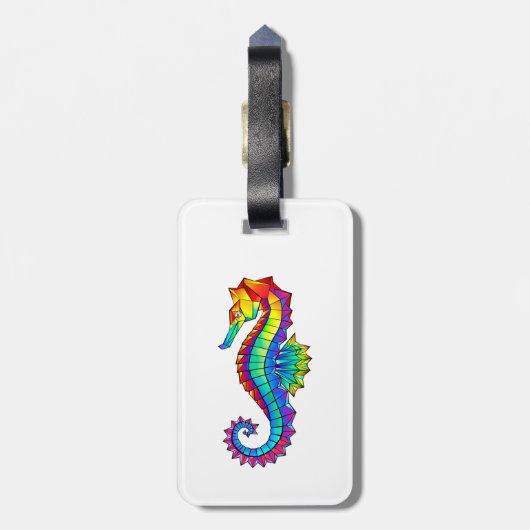 Rainbow Polygonal Seahorse Bagagelabel (Achterkant verticaal)