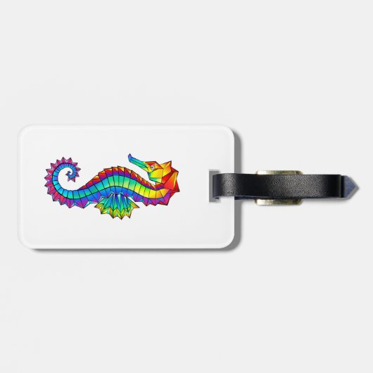 Rainbow Polygonal Seahorse Bagagelabel (Achterkant horizontaal)