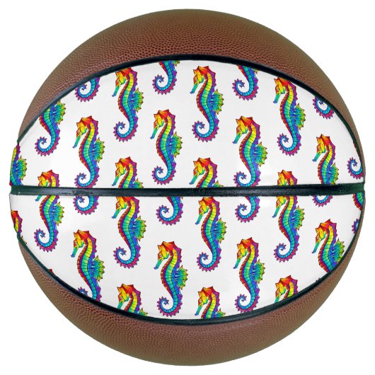 Rainbow Polygonal Seahorse Basketbal (Voorkant)