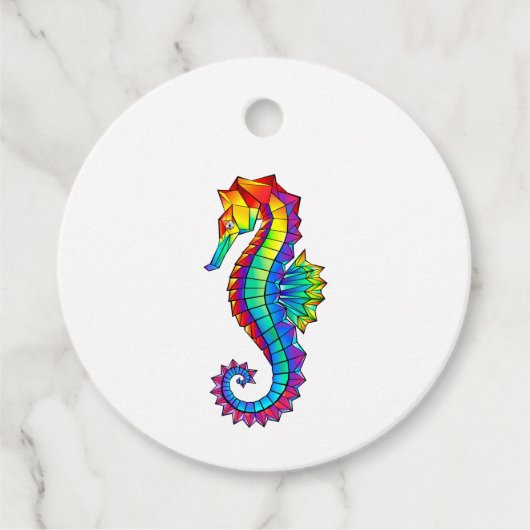 Rainbow Polygonal Seahorse Bedankjes Labels (Voorkant)