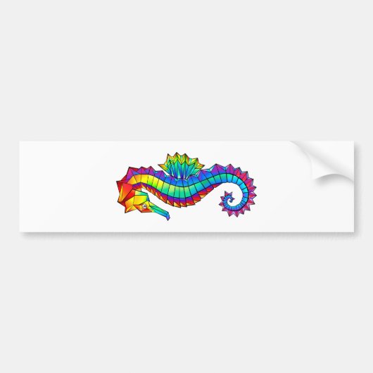 Rainbow Polygonal Seahorse Bumpersticker (Voorkant)