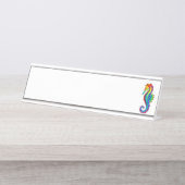 Rainbow Polygonal Seahorse Bureau Naambordje (Voorkant)