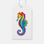 Rainbow Polygonal Seahorse Cadeaulabel (Achterkant)