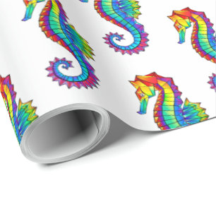 Rainbow Polygonal Seahorse Cadeaupapier