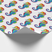Rainbow Polygonal Seahorse Cadeaupapier (Hoek)