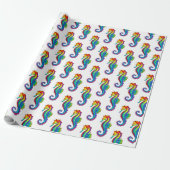 Rainbow Polygonal Seahorse Cadeaupapier (Uitgerold)