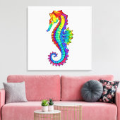 Rainbow Polygonal Seahorse Canvas Afdruk (Insitu (Woonkamer))