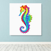 Rainbow Polygonal Seahorse Canvas Afdruk (Insitu (Houten vloer))